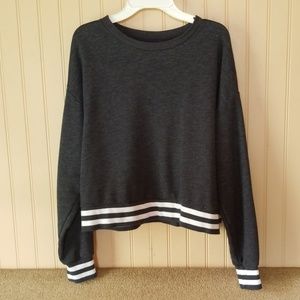 Mossimo crop varsity sweatshirt dark gray medium
